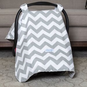 Carseat Canopy Cover Chevy Chevron Minky Grey EUC